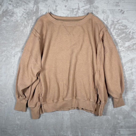 American Eagle Outfitters Sweaters - American Eagle Women's Sweater Oversized Waffle‎ Knit Seriously Lived In XS Tan